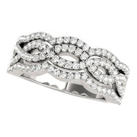 Thumbnail for Diamond Studded Ring with Four Curves in 14k White Gold (5/8 cttw) Rings Angelucci Jewelry   