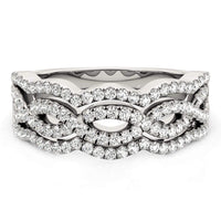 Thumbnail for Diamond Studded Ring with Four Curves in 14k White Gold (5/8 cttw) Rings Angelucci Jewelry   