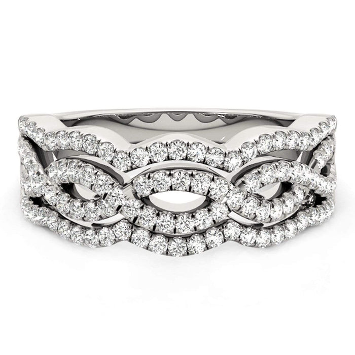 Diamond Studded Ring with Four Curves in 14k White Gold (5/8 cttw) Rings Angelucci Jewelry   