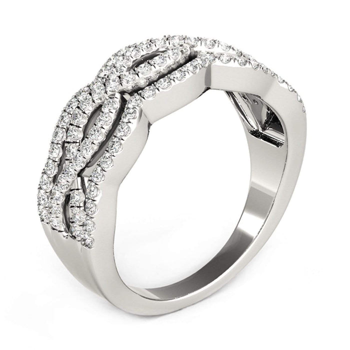 Diamond Studded Ring with Four Curves in 14k White Gold (5/8 cttw) Rings Angelucci Jewelry   