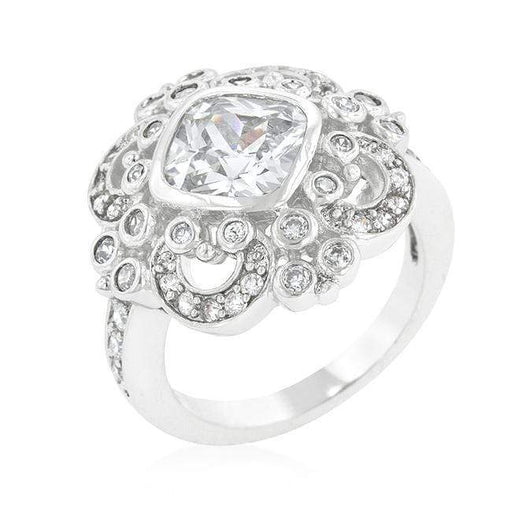 Elegant Clear Cubic Zirconia Crest Ring Rings JGI   