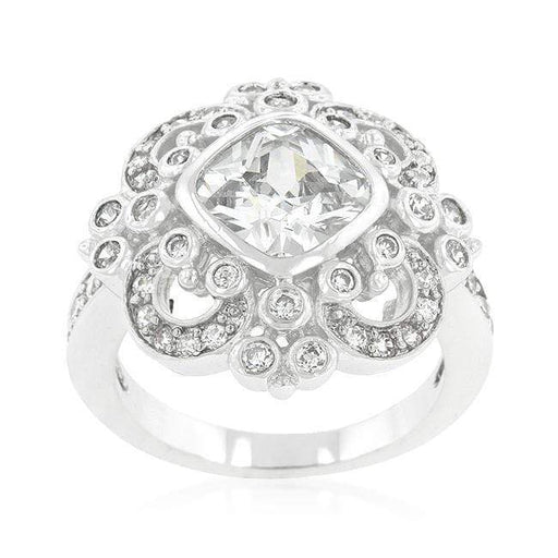 Elegant Clear Cubic Zirconia Crest Ring Rings JGI   