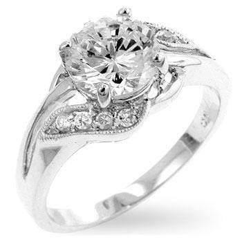 CZ Flower Ring, The Bella Round CZ Engagement Ring Rings JGI   