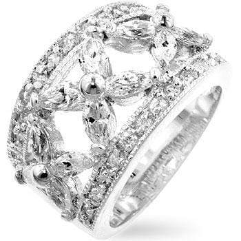 Floral Cubic Zirconia Eternity Ring Rings JGI   