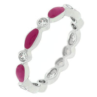 Thumbnail for Fuchsia Link Enamel Stacker Ring Rings JGI   