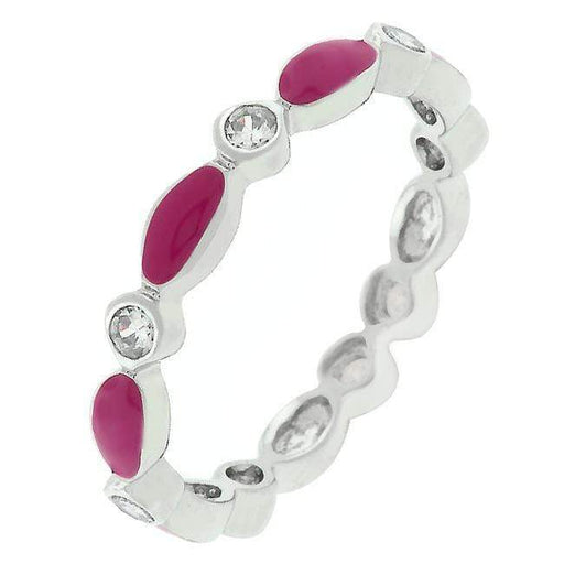 Fuchsia Link Enamel Stacker Ring Rings JGI   