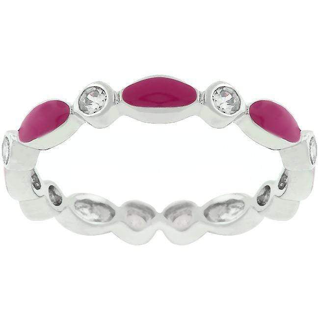 Fuchsia Link Enamel Stacker Ring Rings JGI   