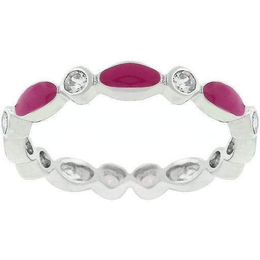 Fuchsia Link Enamel Stacker Ring Rings JGI   