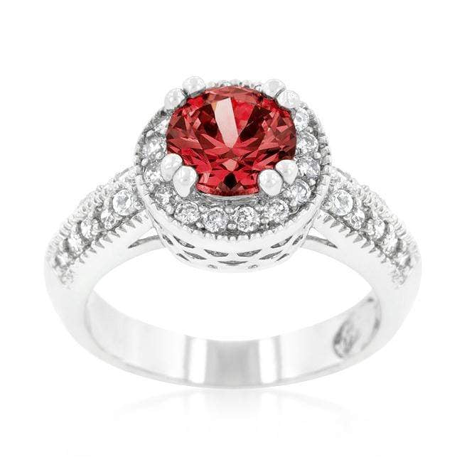 Halo Cubic Zirconia Engagement Ring, 2 Ct Garnet Engagement Ring Rings JGI   