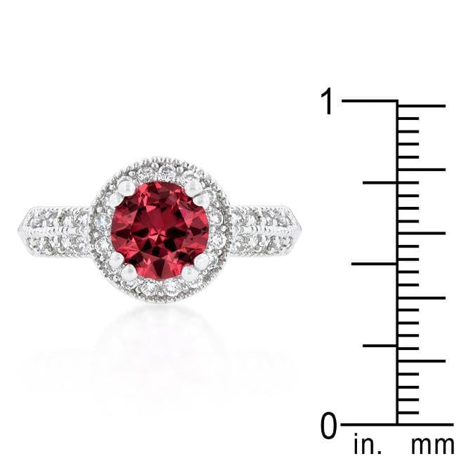 Halo Cubic Zirconia Engagement Ring, 2 Ct Garnet Engagement Ring Rings JGI   
