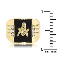 Thumbnail for Goldtone Onyx Masonic Ring with CZ Accents Rings JGI   