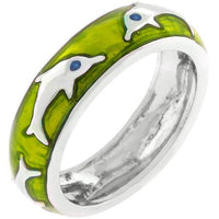 Thumbnail for Green Apple Dolphin Enamel Ring Rings JGI   