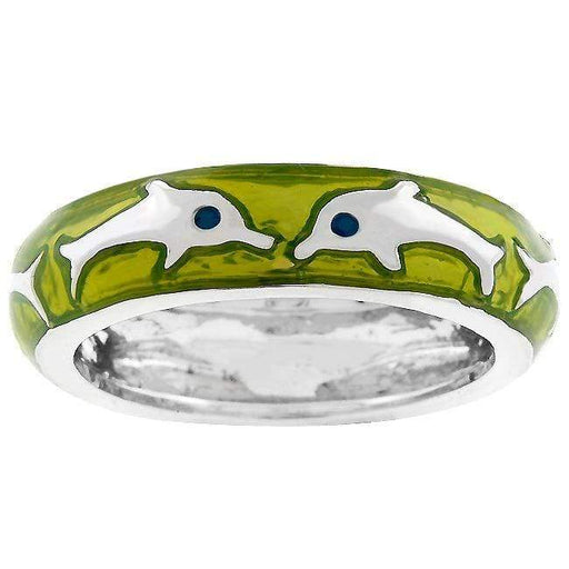 Green Apple Dolphin Enamel Ring Rings JGI   