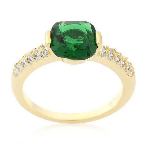 Green Cushion Cut Cubic Zirconia Engagement Ring Rings JGI   