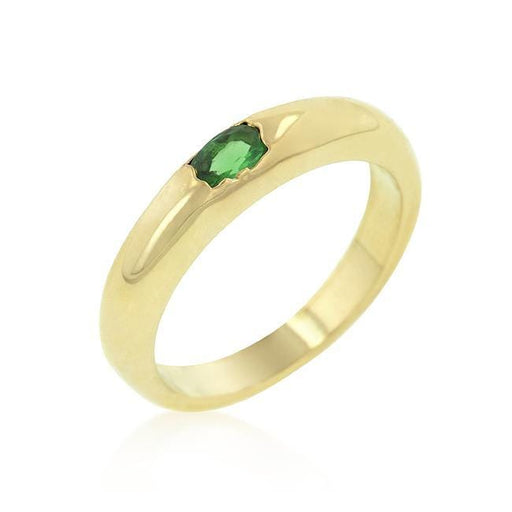 Green Oval Simple Ring Rings JGI   