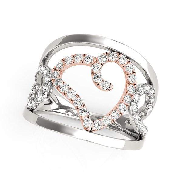 Heart Motif Filigree Style Diamond Ring in 14k White And Rose Gold (1/4 cttw) Rings Angelucci Jewelry   