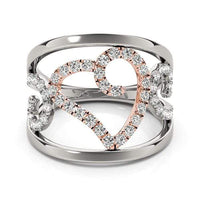 Thumbnail for Heart Motif Filigree Style Diamond Ring in 14k White And Rose Gold (1/4 cttw) Rings Angelucci Jewelry   