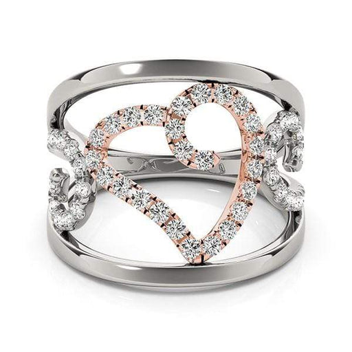 Heart Motif Filigree Style Diamond Ring in 14k White And Rose Gold (1/4 cttw) Rings Angelucci Jewelry   