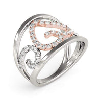Thumbnail for Heart Motif Filigree Style Diamond Ring in 14k White And Rose Gold (1/4 cttw) Rings Angelucci Jewelry   
