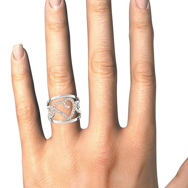 Heart Motif Filigree Style Diamond Ring in 14k White And Rose Gold (1/4 cttw) Rings Angelucci Jewelry   