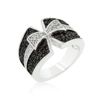 Thumbnail for Jet Black and Clear Cubic Zirconia Bow Tie Ring Rings JGI   