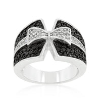 Thumbnail for Jet Black and Clear Cubic Zirconia Bow Tie Ring Rings JGI   
