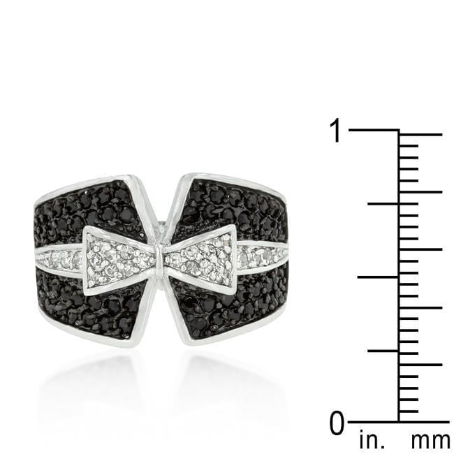 Jet Black and Clear Cubic Zirconia Bow Tie Ring Rings JGI   