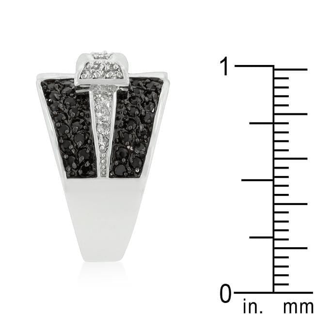 Jet Black and Clear Cubic Zirconia Bow Tie Ring Rings JGI   