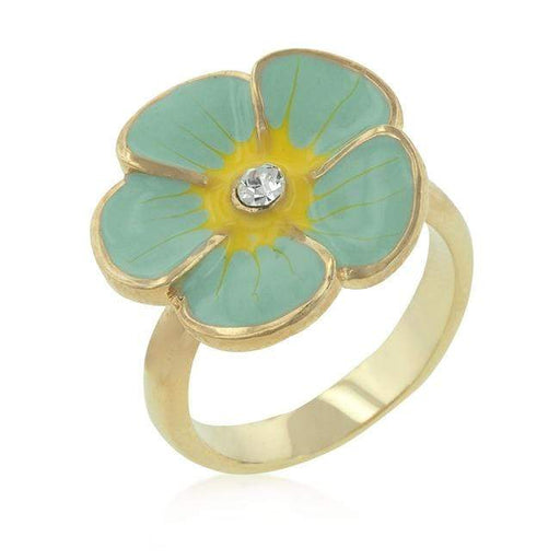 Light Blue Enamel Floral Ring Rings JGI   