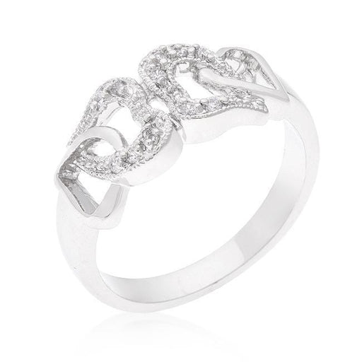 Linked Cubic Zirconia Hearts Ring Rings JGI   