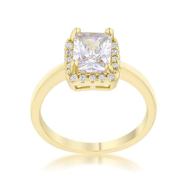 Cubic Zirconia Radiant Cut Ring | The Catania | Gold-Plated Rings JGI   