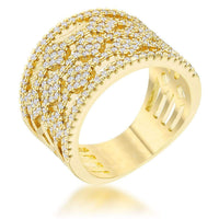 Thumbnail for Marlene 0.6ct CZ 14k Gold Wide Band Cocktail Ring Rings JGI   