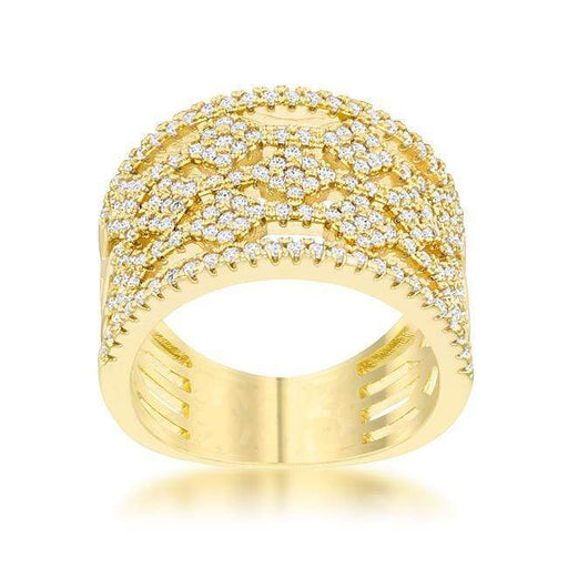 Marlene 0.6ct CZ 14k Gold Wide Band Cocktail Ring Rings JGI   