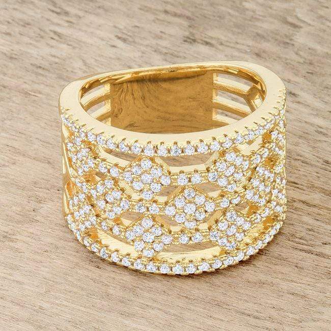 Marlene 0.6ct CZ 14k Gold Wide Band Cocktail Ring Rings JGI   