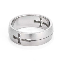 Thumbnail for Mens 7MM Laser Cut Cross Stainless Steel Band Rings JGI   