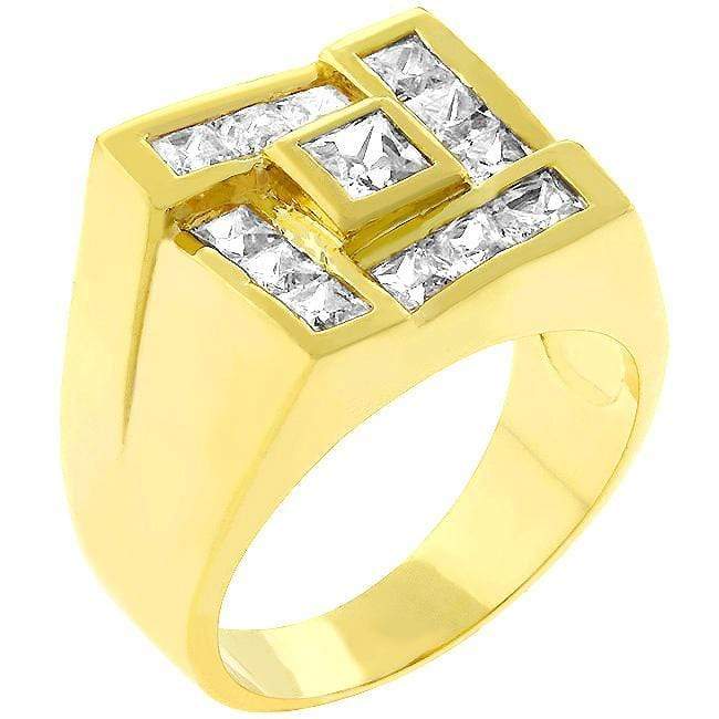 Mens Pave Shiny Goldtone Ring Rings JGI   