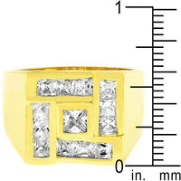 Thumbnail for Mens Pave Shiny Goldtone Ring Rings JGI   