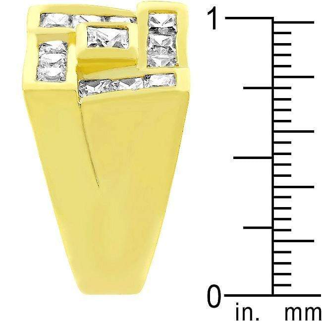 Mens Pave Shiny Goldtone Ring Rings JGI   