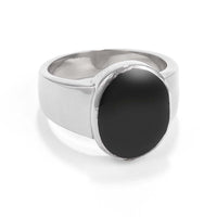Thumbnail for Mens Stainless Steel Oval Black Enamel Ring Rings JGI   