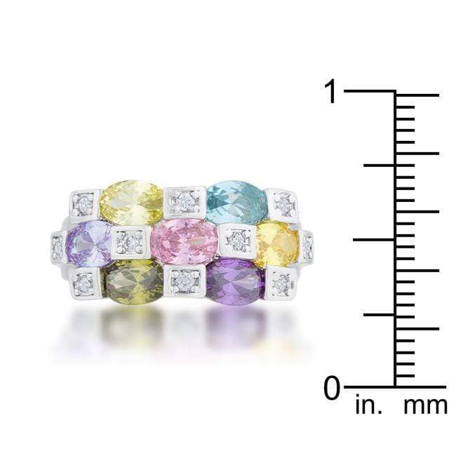 Mina 3.1ct Multicolor CZ Rhodium Cocktail Ring Rings JGI   