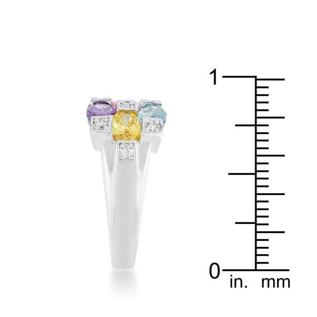 Mina 3.1ct Multicolor CZ Rhodium Cocktail Ring Rings JGI   