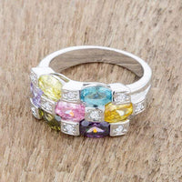 Thumbnail for Mina 3.1ct Multicolor CZ Rhodium Cocktail Ring Rings JGI   