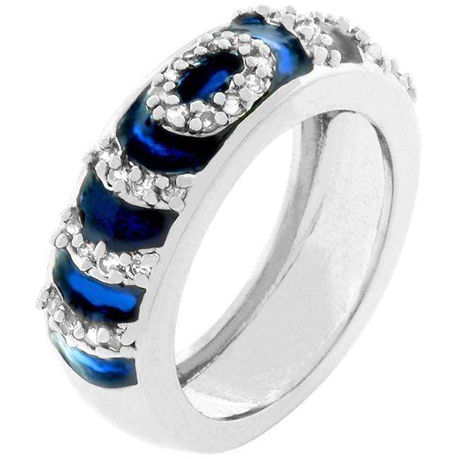 Navy Blue Enamel Ripple Ring Rings JGI   