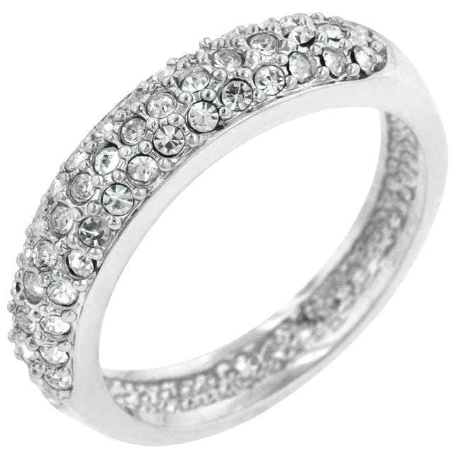 Pave Crystal Silvertone Band Rings JGI   