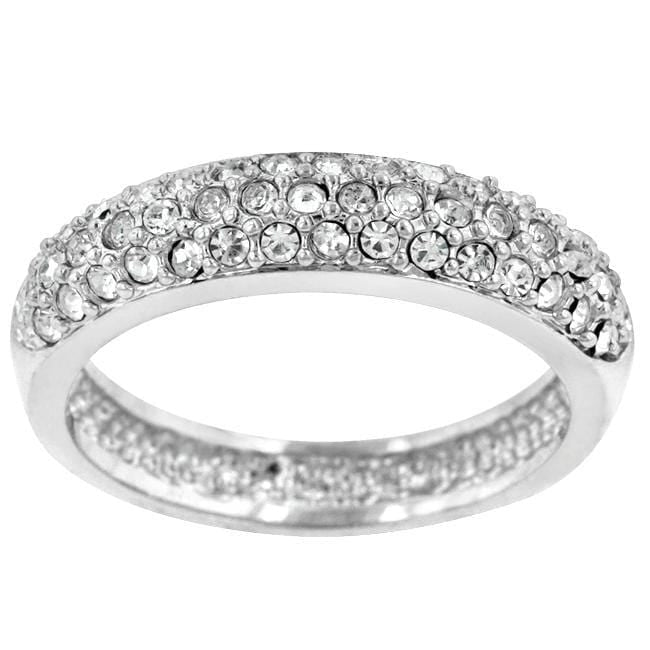Pave Crystal Silvertone Band Rings JGI   