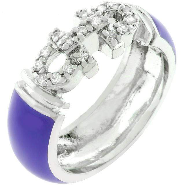 Purple Enamel Cubic Zirconia Ring Rings JGI   