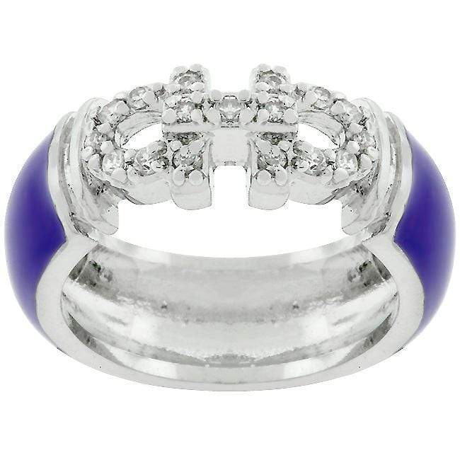 Purple Enamel Cubic Zirconia Ring Rings JGI   
