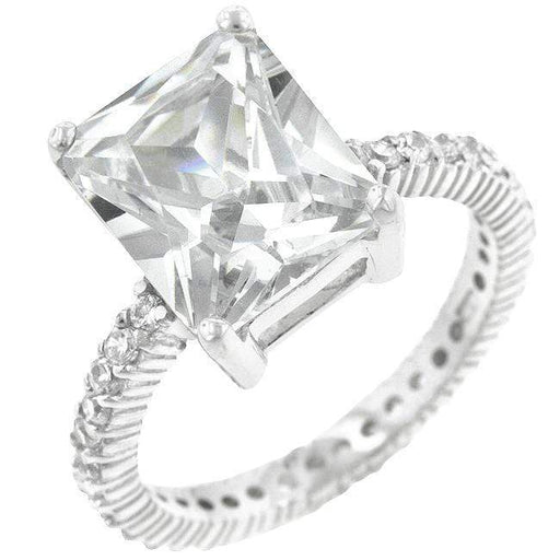 Cubic Zirconia Radiant Cut Ring, The Aria, Sterling Silver Rings JGI   