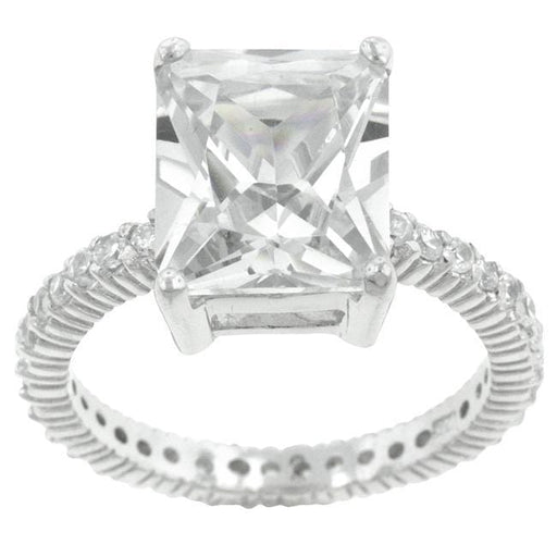 Cubic Zirconia Radiant Cut Ring, The Aria, Sterling Silver Rings JGI   