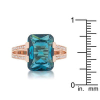 Thumbnail for Rema 8.6ct Aqua CZ Rose Gold Emerald Classic Cocktail Ring Rings JGI   